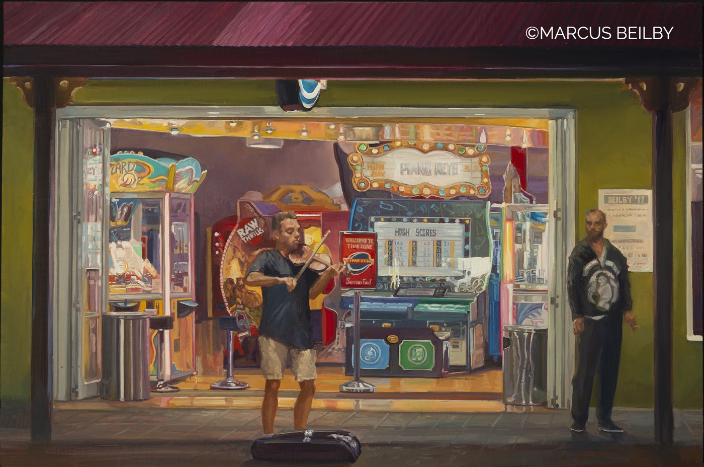 Earning A Living, an urban painting by Australian realist Marcus Beilby